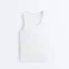 Camiseta ajustada de canalé con tirantes, de algodón y modal Camiseta ajustada de canalé con tirantes, de algodón y modal