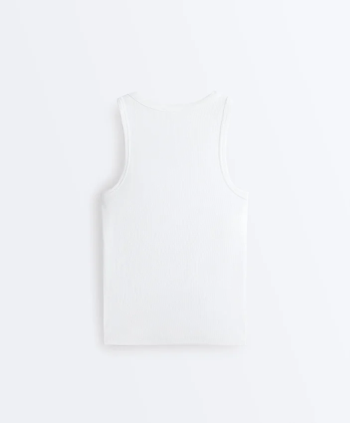 Camiseta ajustada de canalé con tirantes, de algodón y modal Camiseta ajustada de canalé con tirantes, de algodón y modal