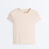 Camiseta ajustada de manga corta de modal acanalado Camiseta ajustada de manga corta de modal acanalado