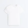 Camiseta ajustada de manga corta de punto elástico en mezcla de algodón Camiseta ajustada de manga corta de punto elástico en mezcla de algodón