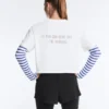 Camiseta corta de corte recto con eslogan, de mezcla de algodón Camiseta corta de corte recto con eslogan, de mezcla de algodón