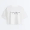 Camiseta corta de corte recto con eslogan, de mezcla de algodón Camiseta corta de corte recto con eslogan, de mezcla de algodón