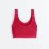 Camiseta corta de punto lavado con tirantes trenzados Camiseta corta de punto lavado con tirantes trenzados