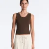 Camiseta de canalé con tirantes anchos, algodón y modal Camiseta de canalé con tirantes anchos, algodón y modal