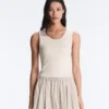 Camiseta de canalé con tirantes anchos, algodón y modal Camiseta de canalé con tirantes anchos, algodón y modal