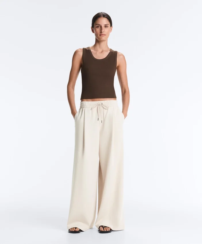 Camiseta de canalé con tirantes anchos, algodón y modal Camiseta de canalé con tirantes anchos, algodón y modal