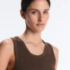 Camiseta de canalé con tirantes anchos, algodón y modal Camiseta de canalé con tirantes anchos, algodón y modal