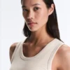 Camiseta de canalé con tirantes anchos, algodón y modal Camiseta de canalé con tirantes anchos, algodón y modal