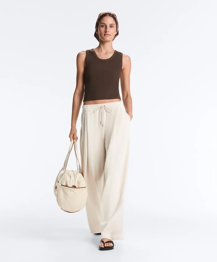 Camiseta de canalé con tirantes anchos, algodón y modal Camiseta de canalé con tirantes anchos, algodón y modal