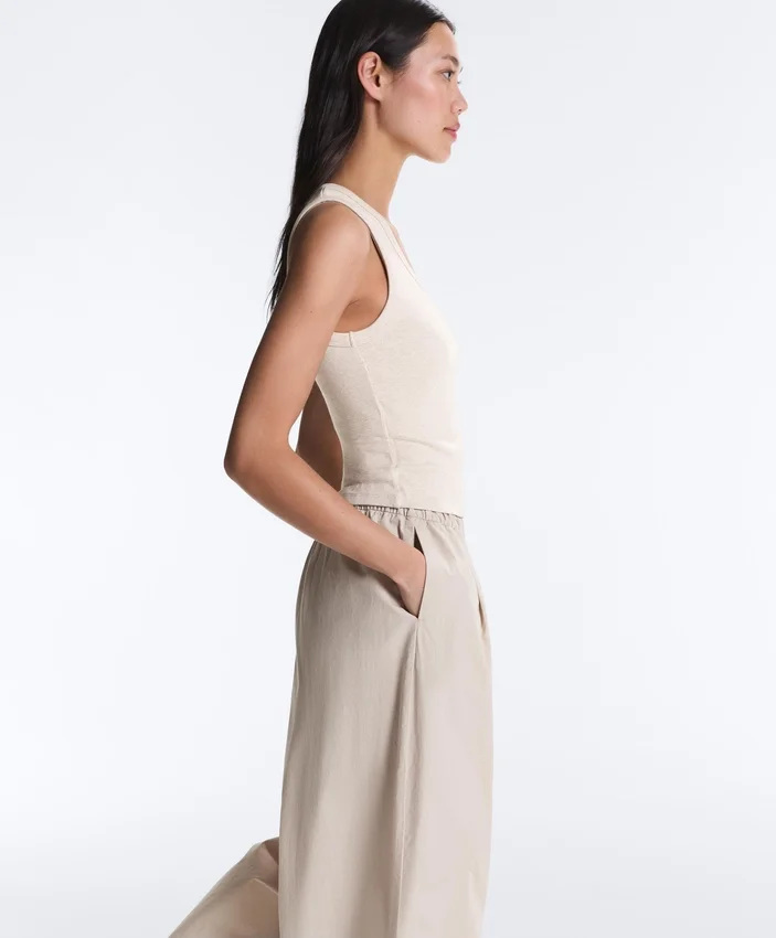 Camiseta de canalé con tirantes anchos, algodón y modal Camiseta de canalé con tirantes anchos, algodón y modal