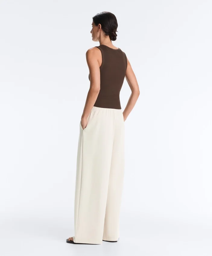 Camiseta de canalé con tirantes anchos, algodón y modal Camiseta de canalé con tirantes anchos, algodón y modal