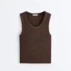 Camiseta de canalé con tirantes anchos, algodón y modal Camiseta de canalé con tirantes anchos, algodón y modal