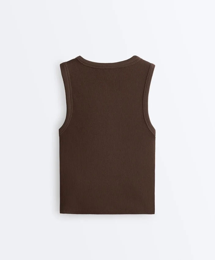 Camiseta de canalé con tirantes anchos, algodón y modal Camiseta de canalé con tirantes anchos, algodón y modal