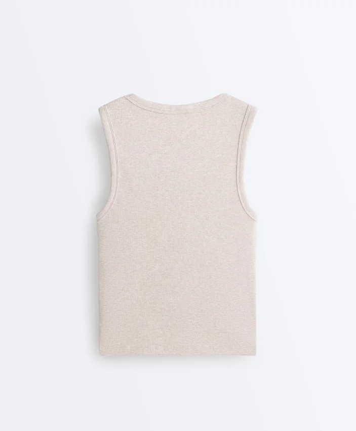 Camiseta de canalé con tirantes anchos, algodón y modal Camiseta de canalé con tirantes anchos, algodón y modal