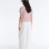 Camiseta de manga corta a rayas de mezcla de algodón, corte regular en pantalones cortos Camiseta de manga corta a rayas de mezcla de algodón, corte regular en pantalones cortos