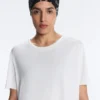 Camiseta de manga corta de mezcla de modal con bajo redondeado en la espalda