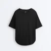 Camiseta de manga corta de mezcla de modal con bajo redondeado en la espalda Camiseta de manga corta de mezcla de modal con bajo redondeado en la espalda