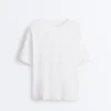 Camiseta de manga corta larga de mezcla de algodón Camiseta de manga corta larga de mezcla de algodón