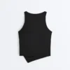 Camiseta de tirantes con cuello halter de Comfortlux y dobladillo con puntada de festón Camiseta de tirantes con cuello halter de Comfortlux y dobladillo con puntada de festón