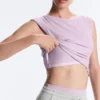 Camiseta de tirantes de manga corta de mezcla de modal acanalado con detalle rizado Camiseta de tirantes de manga corta de mezcla de modal acanalado con detalle rizado