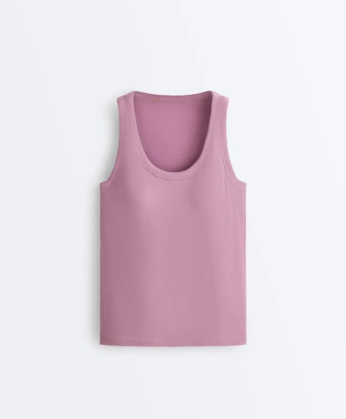 Camiseta de tirantes de mezcla de modal acanalada Camiseta de tirantes de mezcla de modal acanalada