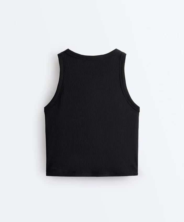 Camiseta de tirantes larga de mezcla de modal acanalado Camiseta de tirantes larga de mezcla de modal acanalado