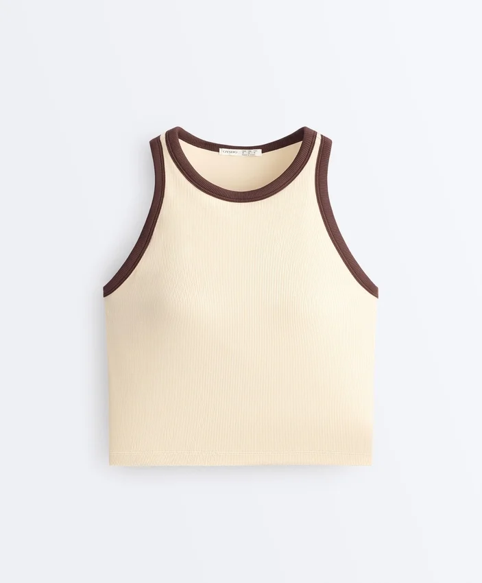 Camiseta de tirantes larga de mezcla de modal acanalado Camiseta de tirantes larga de mezcla de modal acanalado