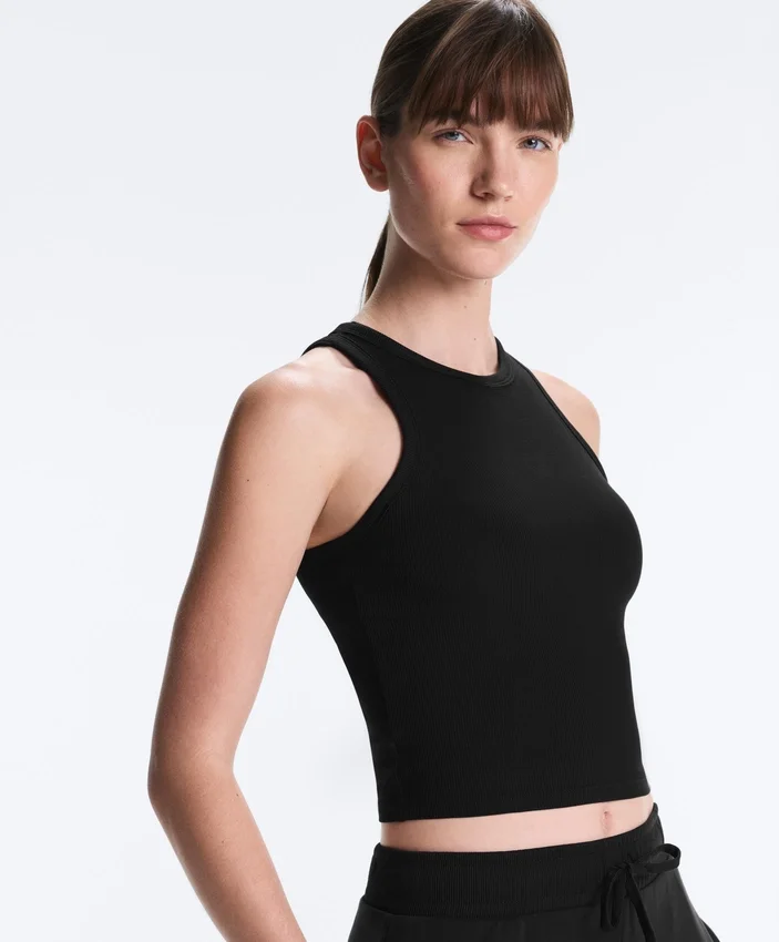 Camiseta de tirantes larga de mezcla de modal acanalado Camiseta de tirantes larga de mezcla de modal acanalado