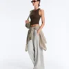 Camiseta de tirantes larga de mezcla de modal acanalado Camiseta de tirantes larga de mezcla de modal acanalado