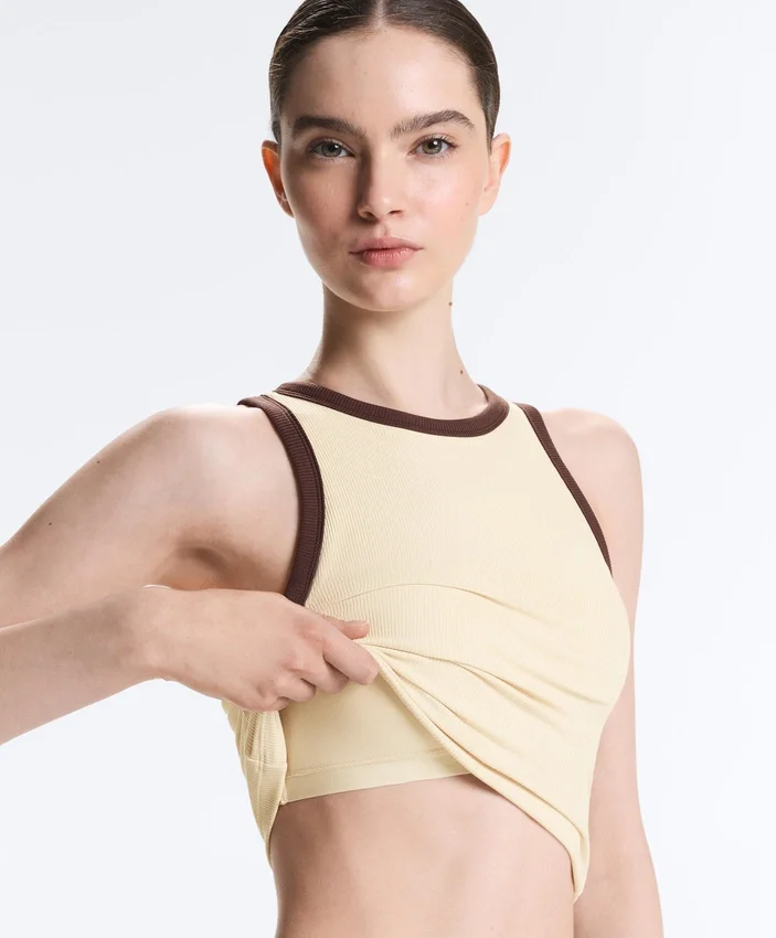Camiseta de tirantes larga de mezcla de modal acanalado Camiseta de tirantes larga de mezcla de modal acanalado