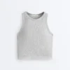 Camiseta de tirantes larga de mezcla de modal acanalado Camiseta de tirantes larga de mezcla de modal acanalado