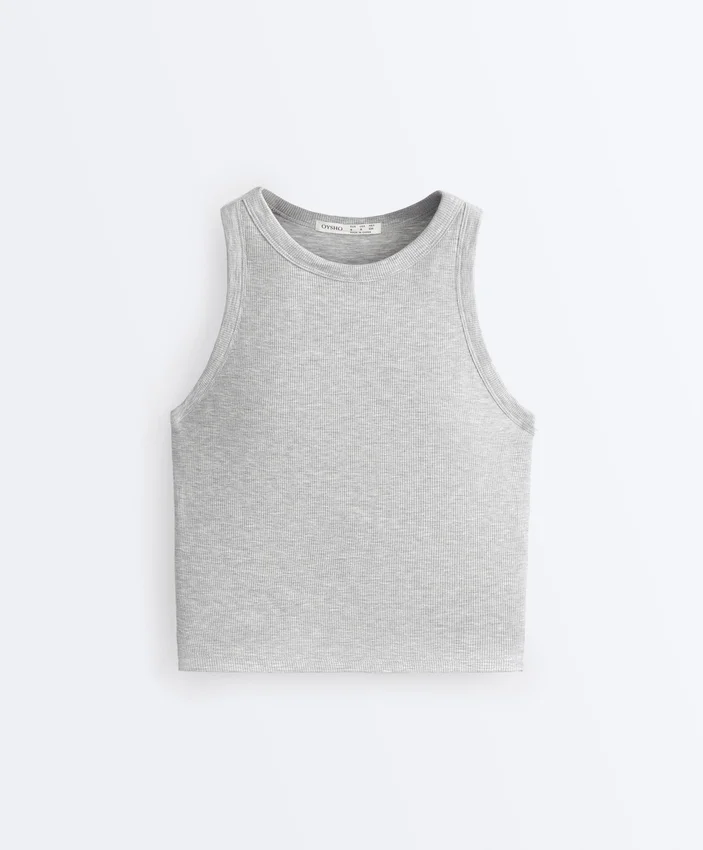 Camiseta de tirantes larga de mezcla de modal acanalado Camiseta de tirantes larga de mezcla de modal acanalado
