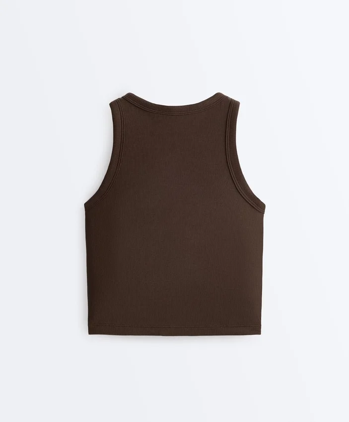 Camiseta de tirantes larga de mezcla de modal acanalado Camiseta de tirantes larga de mezcla de modal acanalado