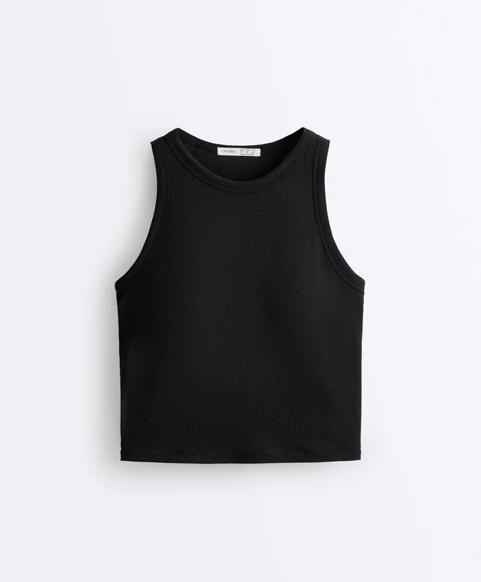 Camiseta de tirantes larga de mezcla de modal acanalado Camiseta de tirantes larga de mezcla de modal acanalado