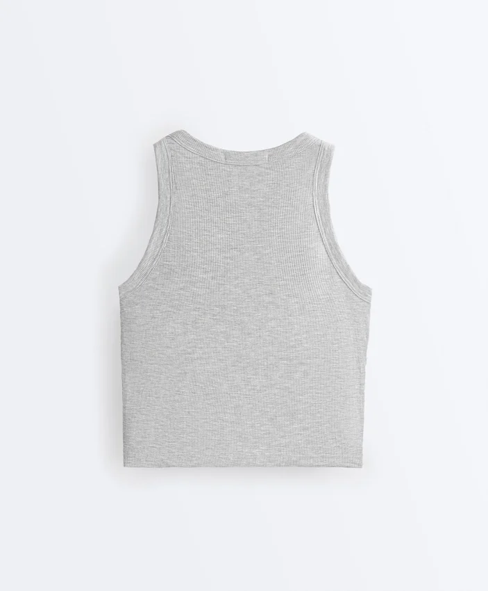 Camiseta de tirantes larga de mezcla de modal acanalado Camiseta de tirantes larga de mezcla de modal acanalado