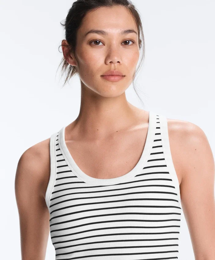 Camiseta de tirantes larga de modal a rayas Camiseta de tirantes larga de modal a rayas