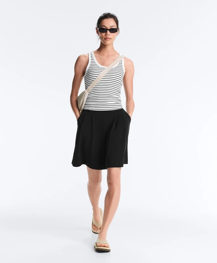 Camiseta de tirantes larga de modal a rayas Camiseta de tirantes larga de modal a rayas