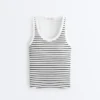 Camiseta de tirantes larga de modal a rayas Camiseta de tirantes larga de modal a rayas