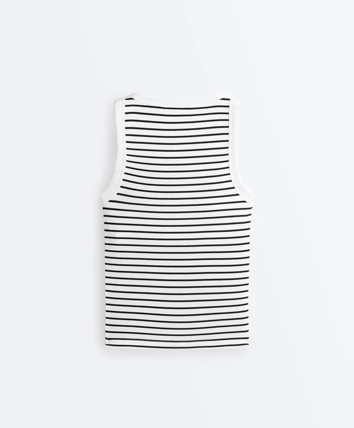 Camiseta de tirantes larga de modal a rayas Camiseta de tirantes larga de modal a rayas