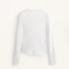 Camiseta entallada de manga larga con cuello redondo y tejido de canalé de algodón y modal Camiseta entallada de manga larga con cuello redondo y tejido de canalé de algodón y modal