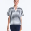 Camiseta holgada de manga corta con cuello de polo de mezcla de algodón Camiseta holgada de manga corta con cuello de polo de mezcla de algodón