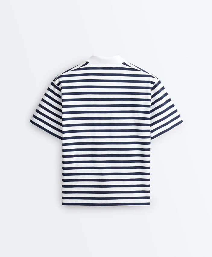 Camiseta holgada de manga corta con cuello de polo de mezcla de algodón Camiseta holgada de manga corta con cuello de polo de mezcla de algodón