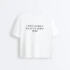 Camiseta holgada de manga corta de mezcla de algodón con eslogan Camiseta holgada de manga corta de mezcla de algodón con eslogan