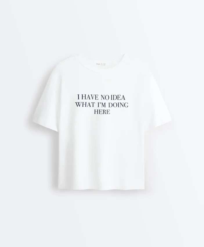 Camiseta holgada de manga corta de mezcla de algodón con eslogan Camiseta holgada de manga corta de mezcla de algodón con eslogan