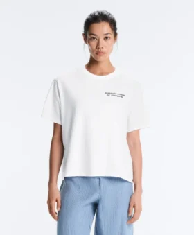 Camiseta holgada de mezcla de algodón con eslogan