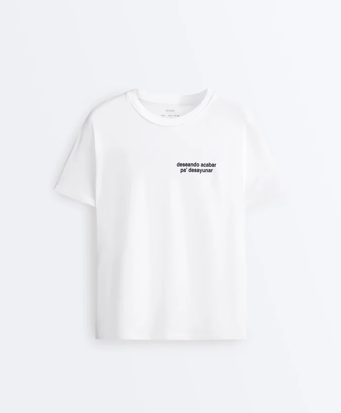 Camiseta holgada de mezcla de algodón con eslogan Camiseta holgada de mezcla de algodón con eslogan