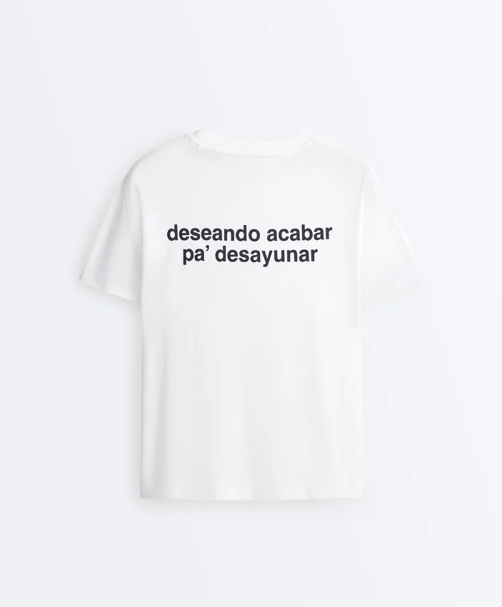 Camiseta holgada de mezcla de algodón con eslogan Camiseta holgada de mezcla de algodón con eslogan