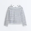 Camiseta holgada oversize de manga larga con estampado de rayas, mezcla de algodón Camiseta holgada oversize de manga larga con estampado de rayas, mezcla de algodón