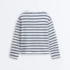 Camiseta holgada oversize de manga larga con estampado de rayas, mezcla de algodón Camiseta holgada oversize de manga larga con estampado de rayas, mezcla de algodón