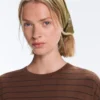 Camiseta oversize de manga corta a rayas de mezcla de algodón para pantalones cortos Camiseta oversize de manga corta a rayas de mezcla de algodón para pantalones cortos